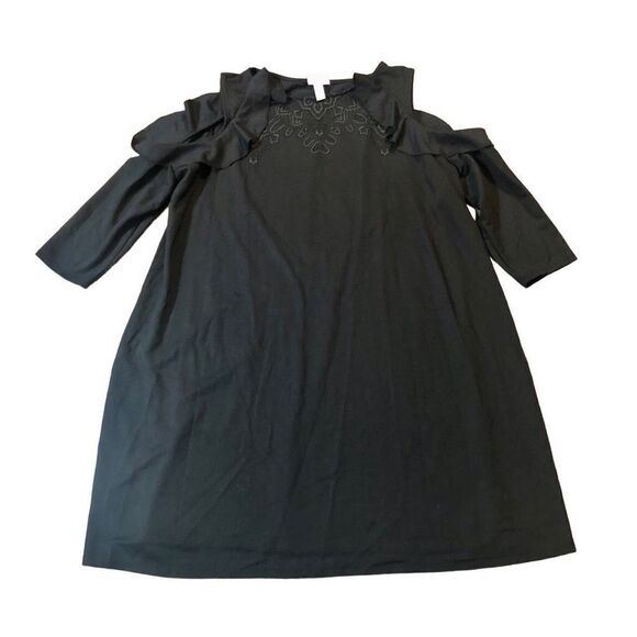 Ingrid & Isabel Women’s Black Maternity Dress Peek Cold Shoulder Size Large - Picture 1 of 16